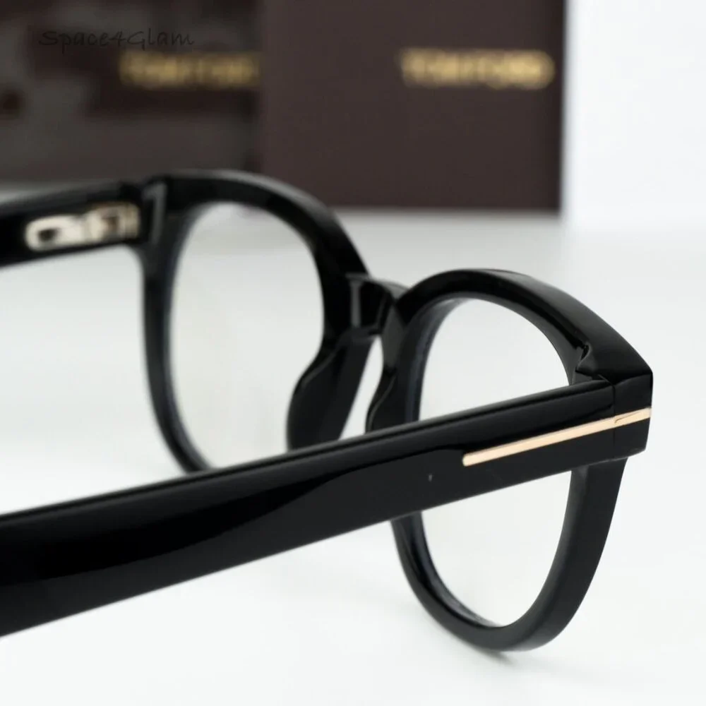 Tom Ford Women Eyeglasses Black Blue Light Block Round FT5807-B/O 001 BRAND NEW